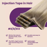 injection injection tape ins virgin hair balayage light brown with bleach blonde