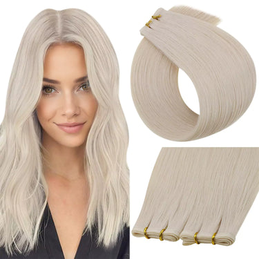 flat silk weft virgin hair blonde hair extensions weft