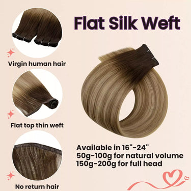 flat silk weft seamless weft hair extensions