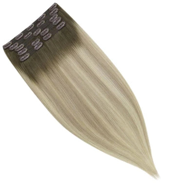 human hair clip in extensions balayage hair