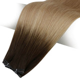 genius weft human hair balayage brown mixed blonde