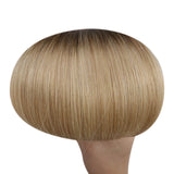 genius weft human hair extensions balayage brown with blonde