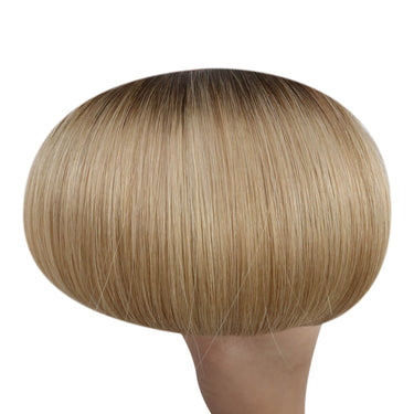 genius weft human hair extensions balayage brown with blonde