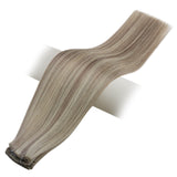genius weft human hair straight_highlight dirty blonde with platinum blonde