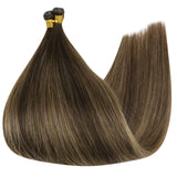 genius weft real human hair balayage brown mixed blonde