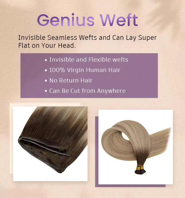 hybrid weft invisible hair weft
