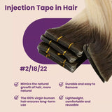 injection tape in hair extensions balayage darkest brown with blonde