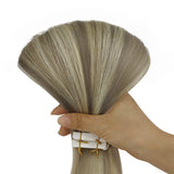 injection tape in hair balayage brown mixed blonde