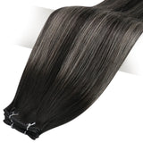 human hair genius weft balayage balck mixed silver