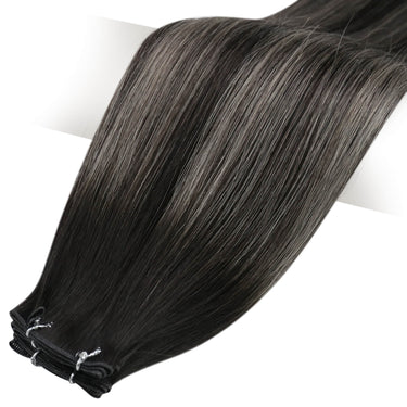 human hair genius weft balayage balck mixed silver