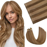 genius weft hair extensions brown highlight color