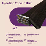 invisible tape in hair extensions darkest brown