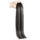 real human hair genius weft balayage balck mixed silver