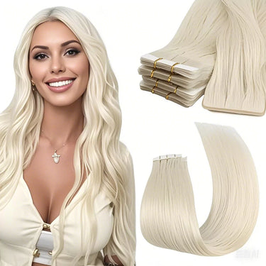 tape in hair extensions seamless virgin hair platinum blonde