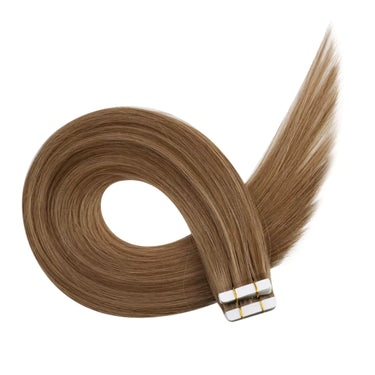 tape in virgin hair light brown highlight hair color