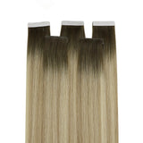 silk straight injection tape in hair balayage blonde