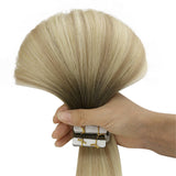 real human hair tape in extensions injection tape in hair extensions balayage blonde