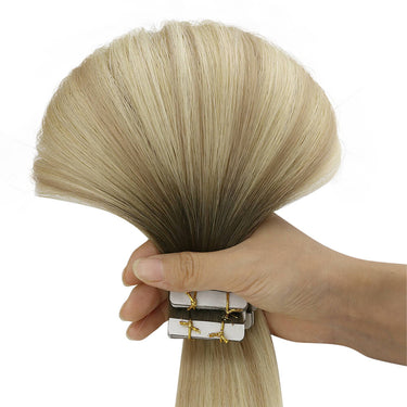 real human hair tape in extensions injection tape in hair extensions balayage blonde