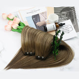 sew in weft healthy machine human hair bundles balayage brown