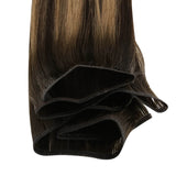 flat weft balayage brown straight