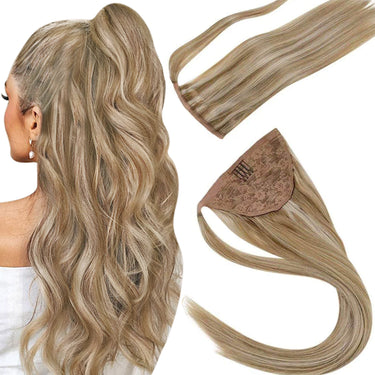 Ponytail High Quality Remy Human Hair Extensions Highlight Blonde #P12/24 | LaaVoo
