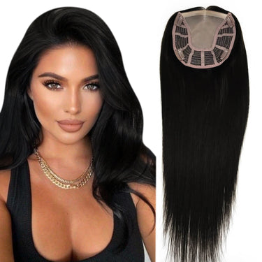 [Cheveux vierges] 6 "* 7" Mono Topper Lace Pièces de cheveux humains pour les femmes Off Black # 1B | LaaVoo 