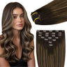 straight clip in hair extensions balayage brown hair extensions