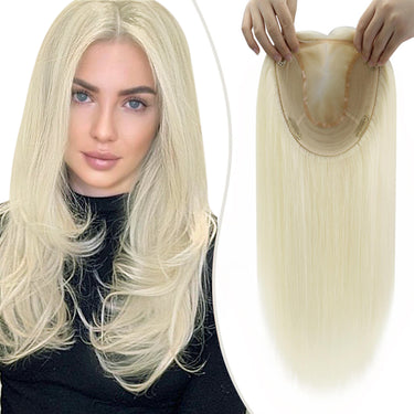 [Virgin Hair] 6 "* 7" Topper Spitzen-Echthaar-Topper Platinblond # 60 | LaaVoo 