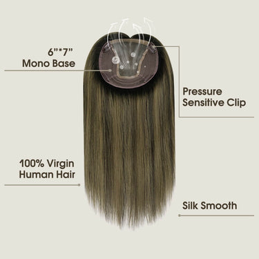hair topper for women balayage brown human hair