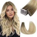 virgin hair tape in extensions on short hair