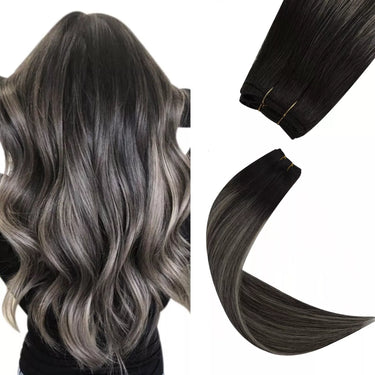 Human hair virgin machine weft extensions