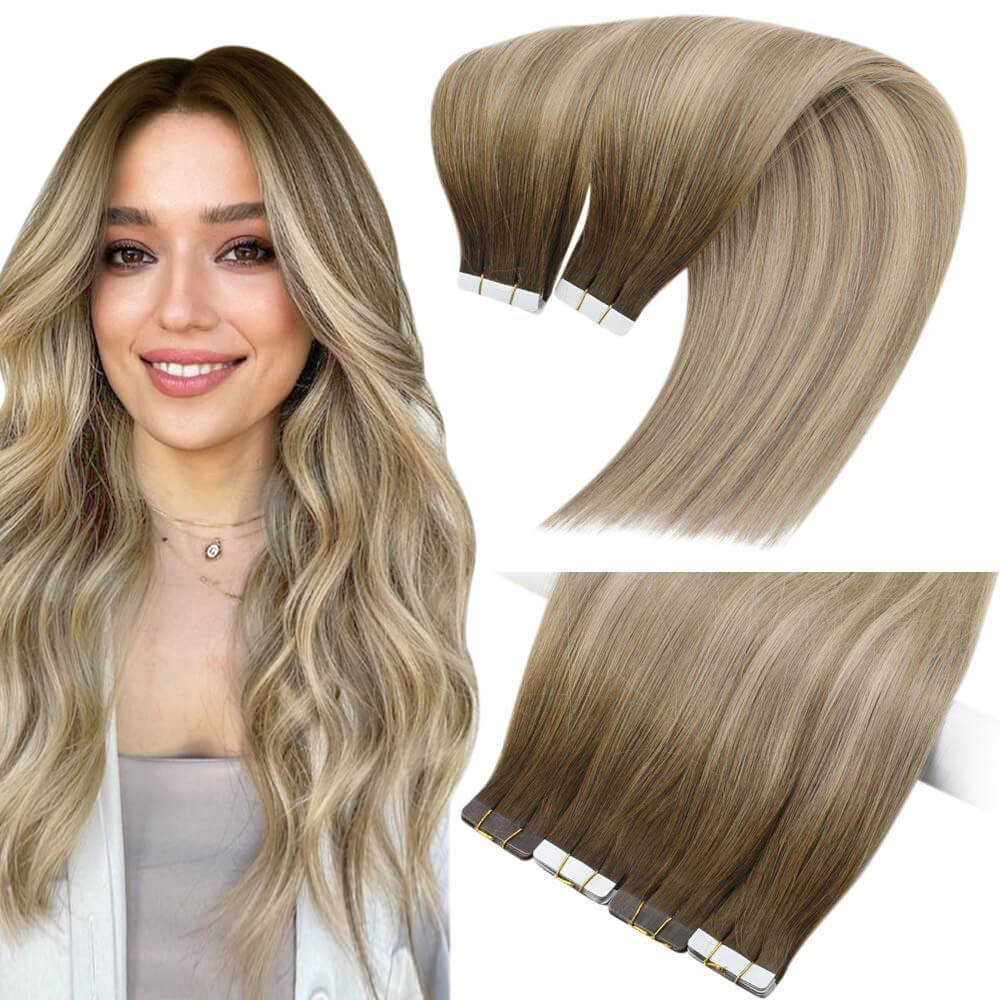 tape-in hair extensions balayage virgin human hair