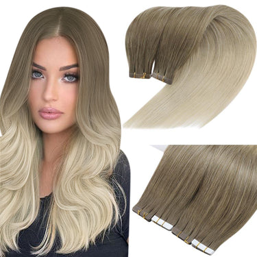 [Virgin Hair] Ruban d'injection dans les extensions de cheveux Balayage Brun à blond #ba8/60 | LaaVoo