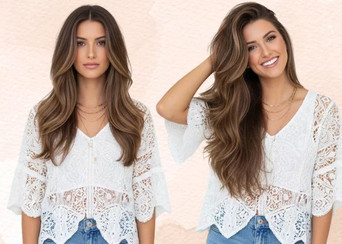 before and after balayage hair extensions