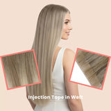 injection tape in weft virgin hair extensions balayage hair