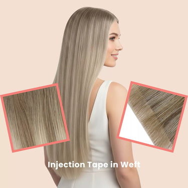 injection tape in weft virgin hair extensions balayage hair