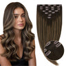 straight clip in hair extensions balayage brown hair extensions