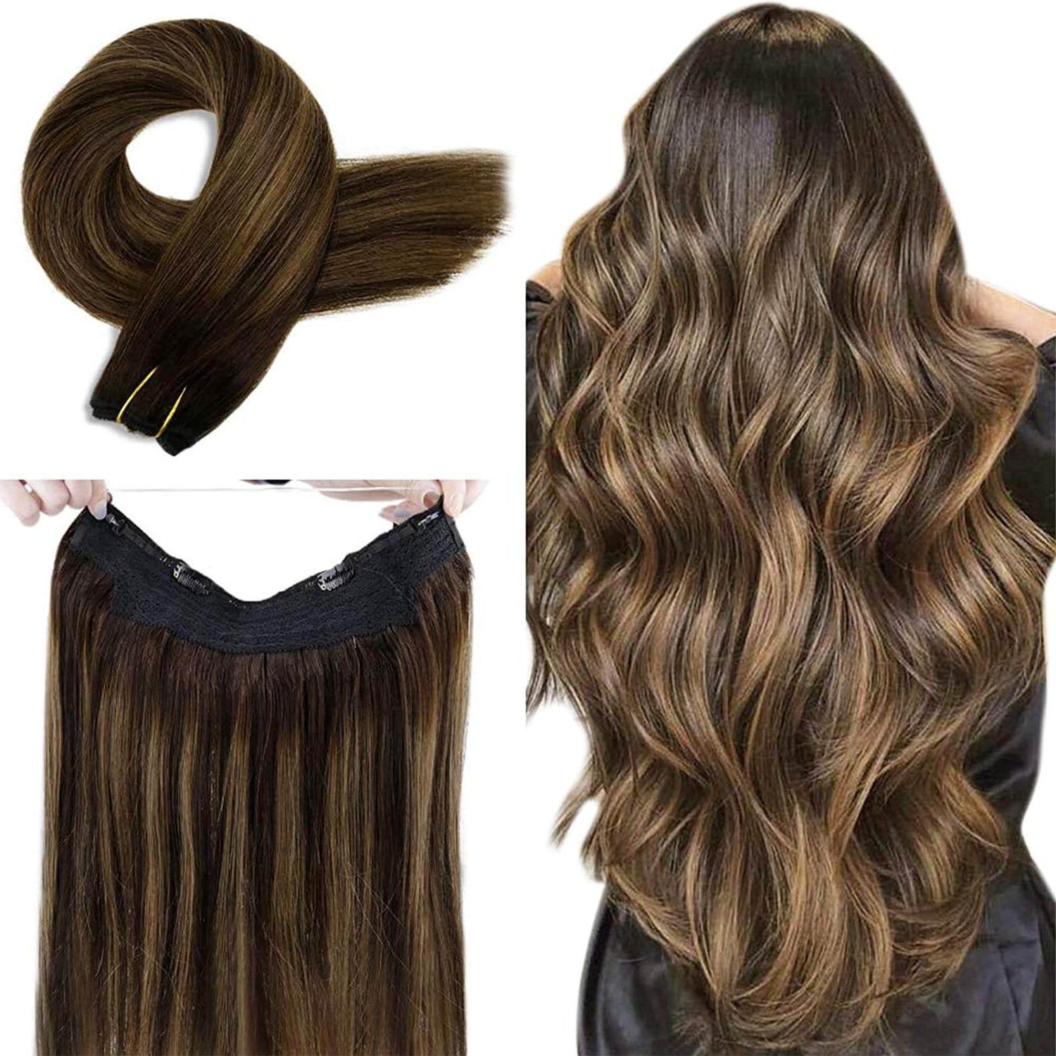 Human remy wire hair extensions balayage brown