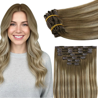 dark brown clip in hair extensions