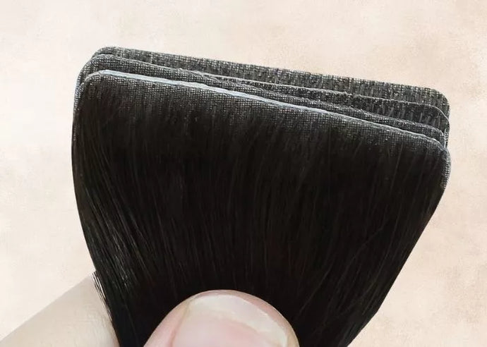 black injection tape in hair extensions