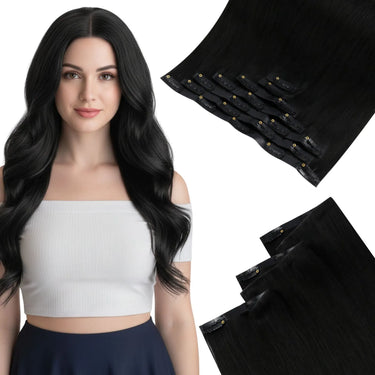 real hair extensions clip in black hair