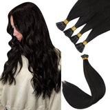 Human virgin I tip hair extensions