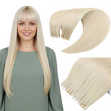 virgin hair tape in blonde hair extensions