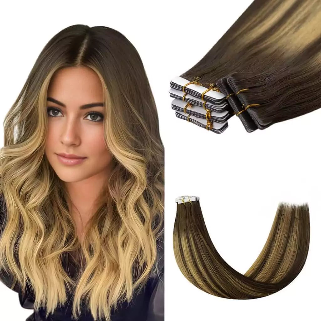 tape for tape in hair extensions balayage dark brown virgin