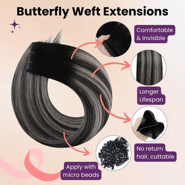 balayage butterfly weft human hair extensions weft