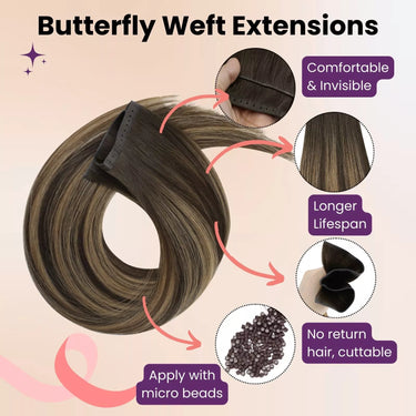 invisible weft hair extensions butterfly weft