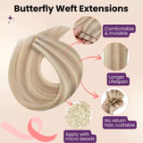 hair extensions weft virgin balayage brown with blonde butterfly weft
