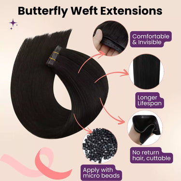 butterfly weft extensions invisible weft hair extensions