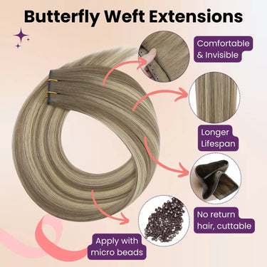 butterfly weft extensions invisible hole weft hair extensions