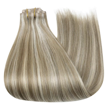 seamless clip in hair extensions highlight blonde hair